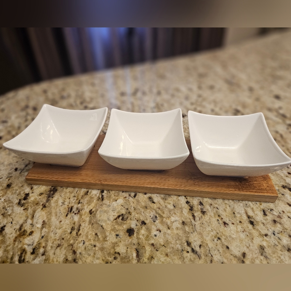 Porcelain Cocktail Bowl Set with tray
